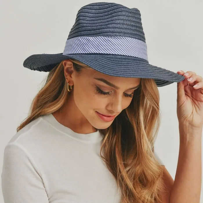 Striped Bow Fedora Hat