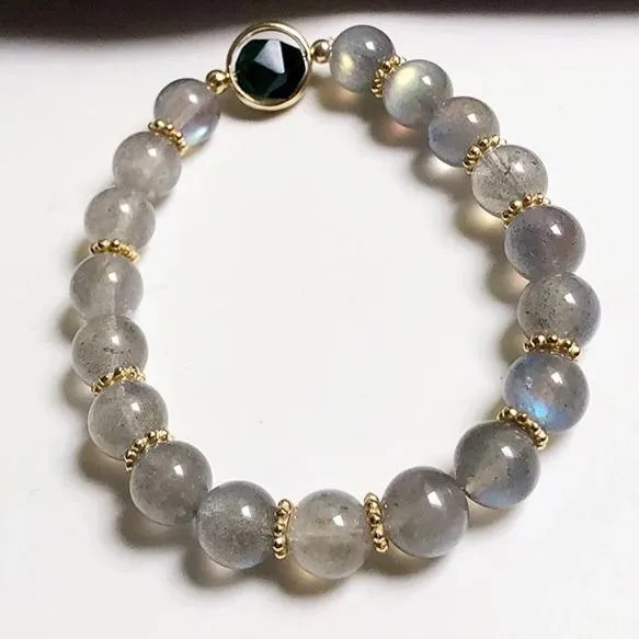 Stylish Mix Gray Moonstone Natural Healing Crystal Beads Bracelet