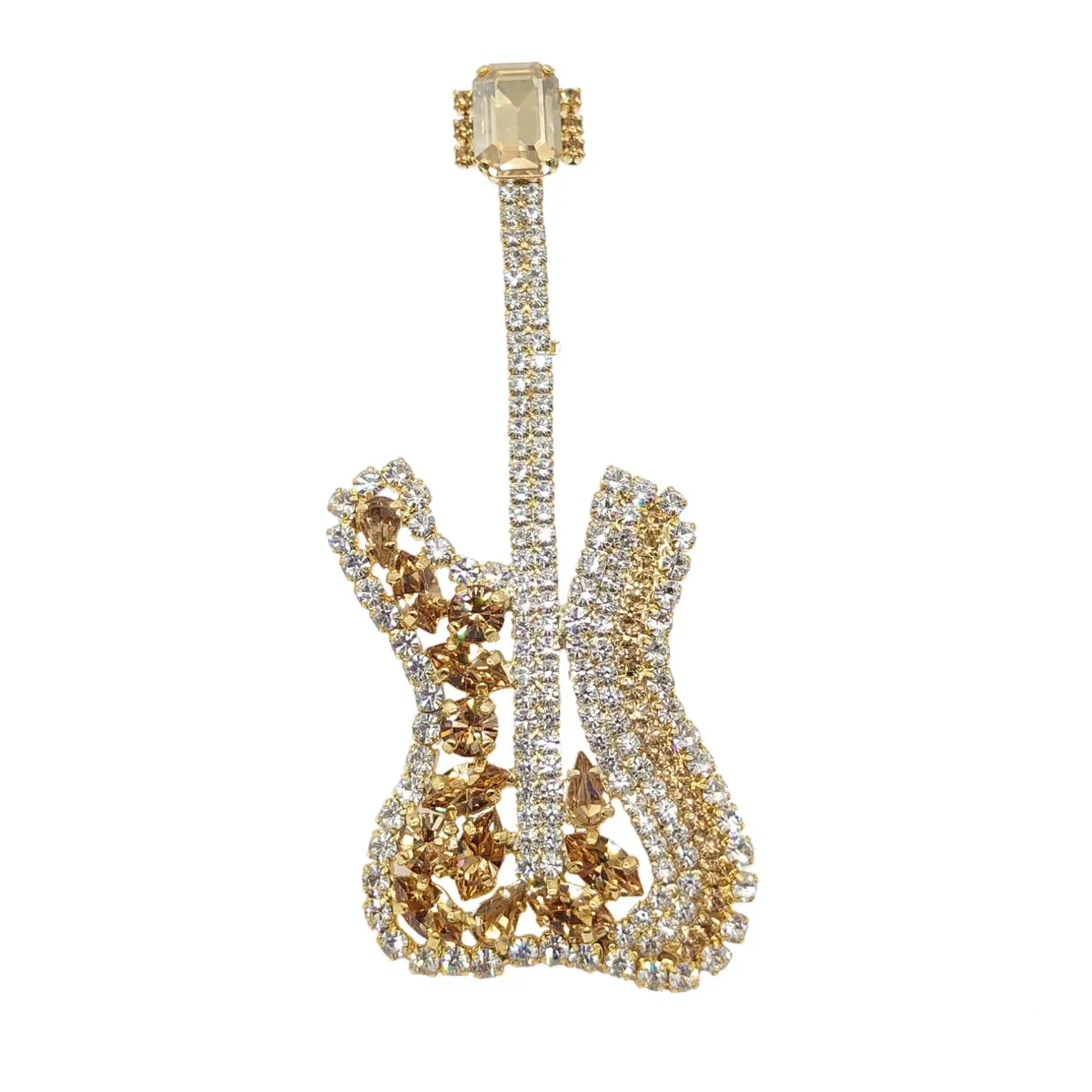 Swarovski Crystals Fender Guitar Lapel Brooch