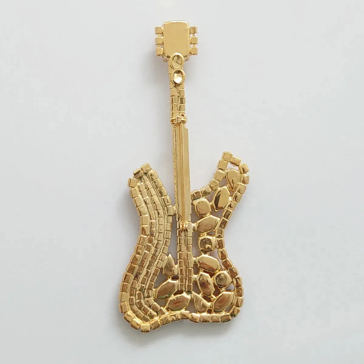 Swarovski Crystals Fender Guitar Lapel Brooch