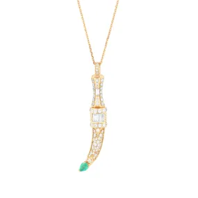 SWORD BAGUETTE DIAMOND EMERALD NECKLACE