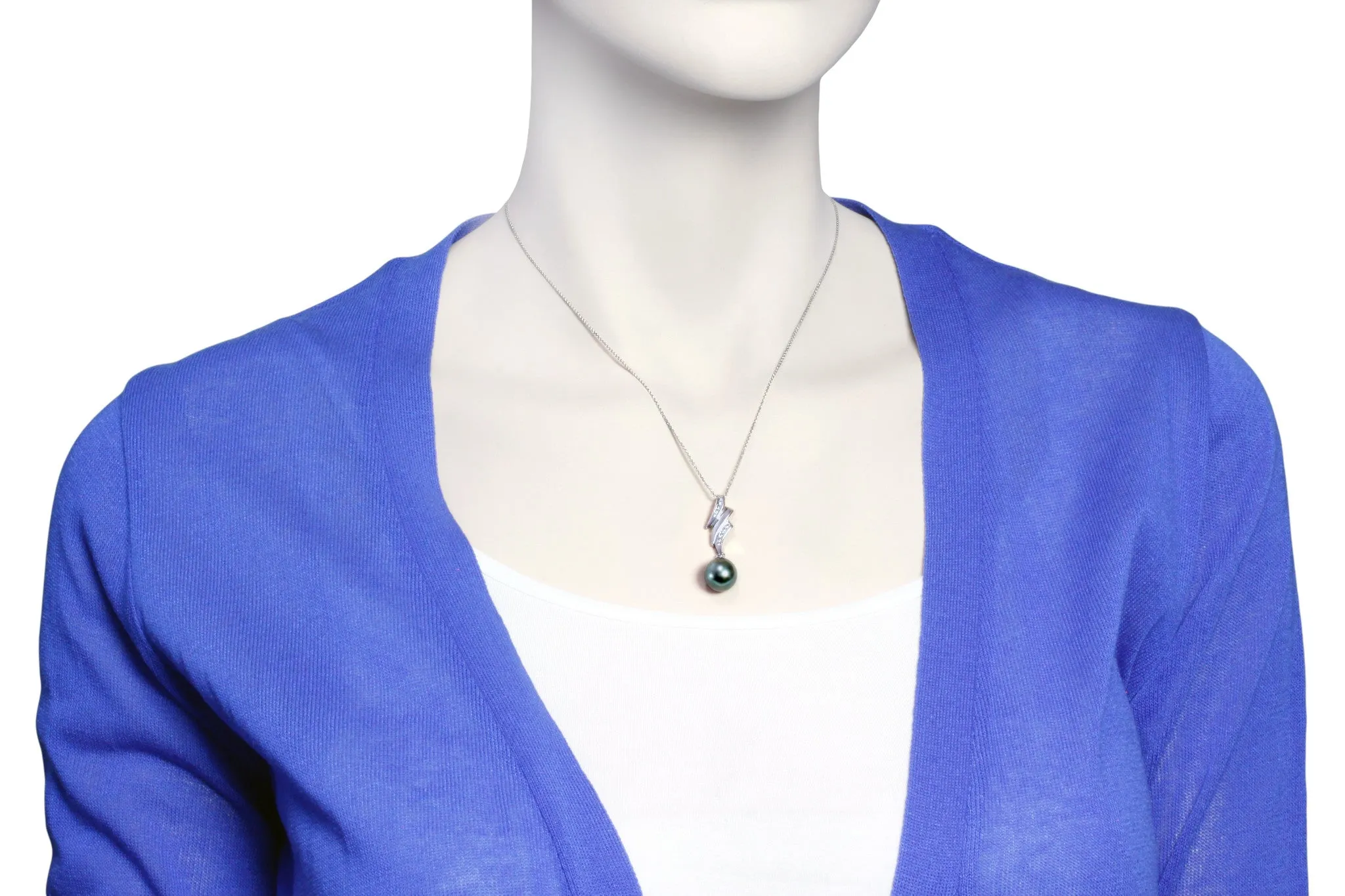 Tahitian pearl pendant in silver - dewdrops collection - PESZPE00069