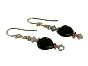 Tanzanite Onyx Heart Beaded Earrings