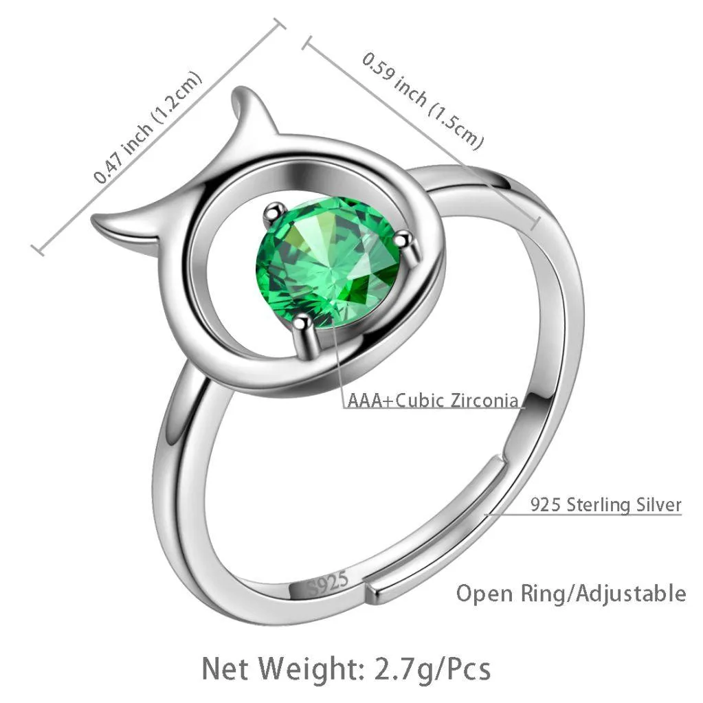 Taurus Ring May Emerald Birthstone Zodiac Women Girls Jewelry Birthday Gift