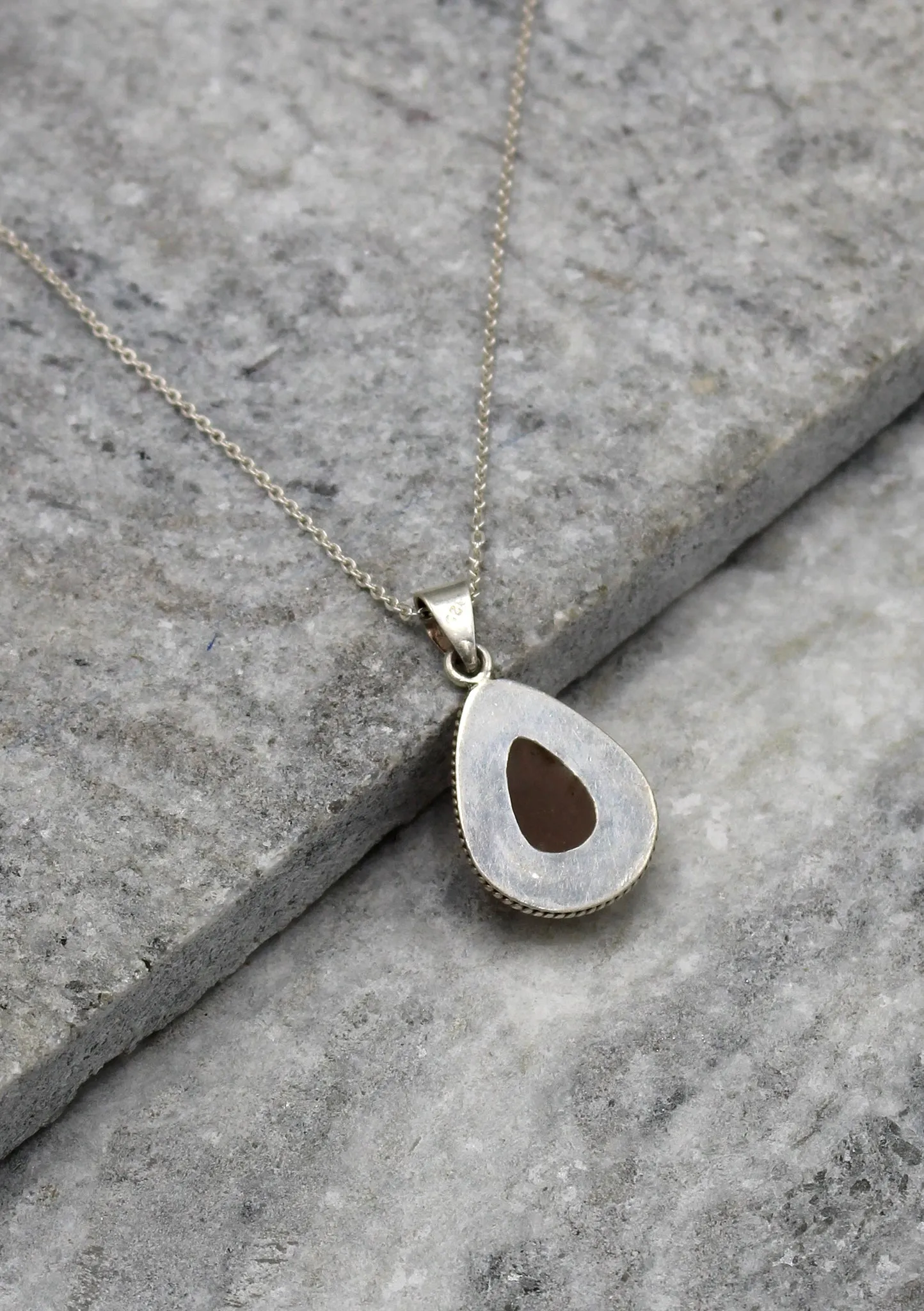 Tear Drop Shaped Milky Moonstone Sterling Silver Pendant