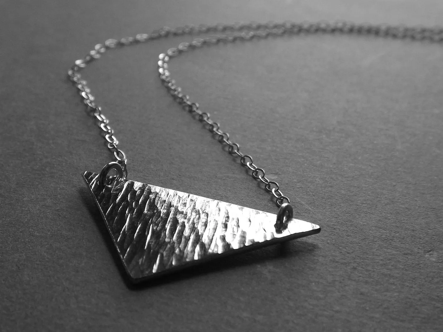 Textured Sterling Silver Chevron Necklace, Minimalist Jewelry, Geometric Statement Necklace, Sterling V Bar Necklace, Modern Minimalist