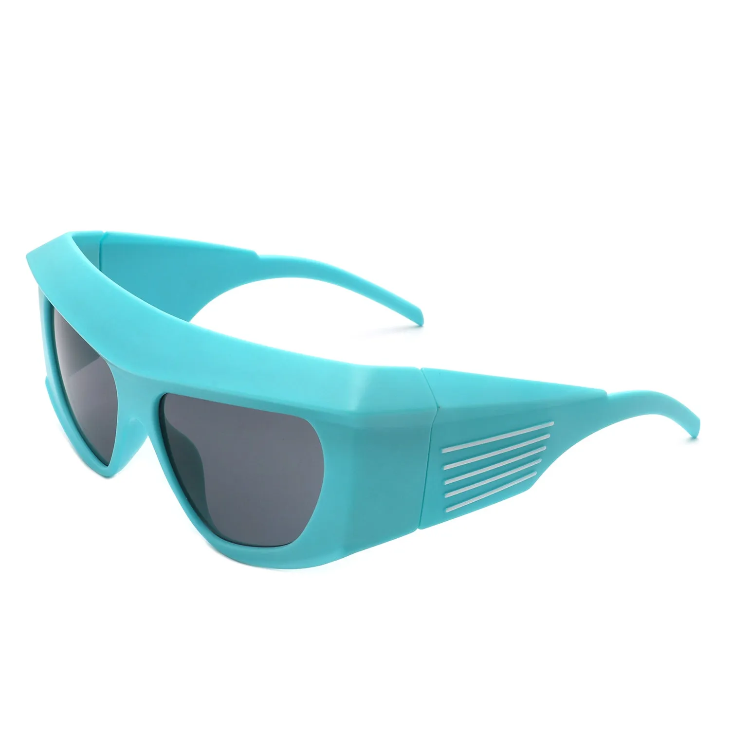 Thalia - Oversized Chunky Square Wrap Around Tinted Sunglasses