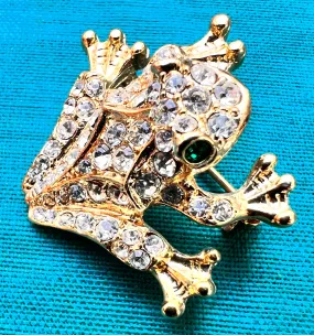 The Sparkliest Frog in the Pond -Vintage Swarovski Crystal Brooch