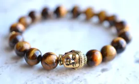 Tiger Eye Bracelet, Stretch Buddha Bracelet, Bead Bracelet, Stone Bracelet