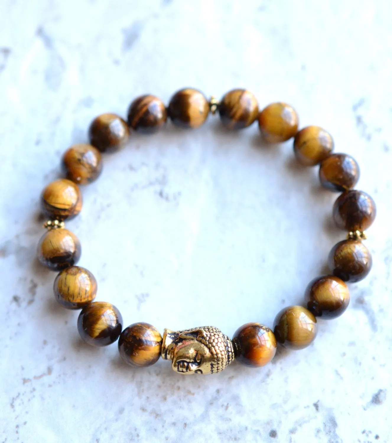 Tiger Eye Bracelet, Stretch Buddha Bracelet, Bead Bracelet, Stone Bracelet