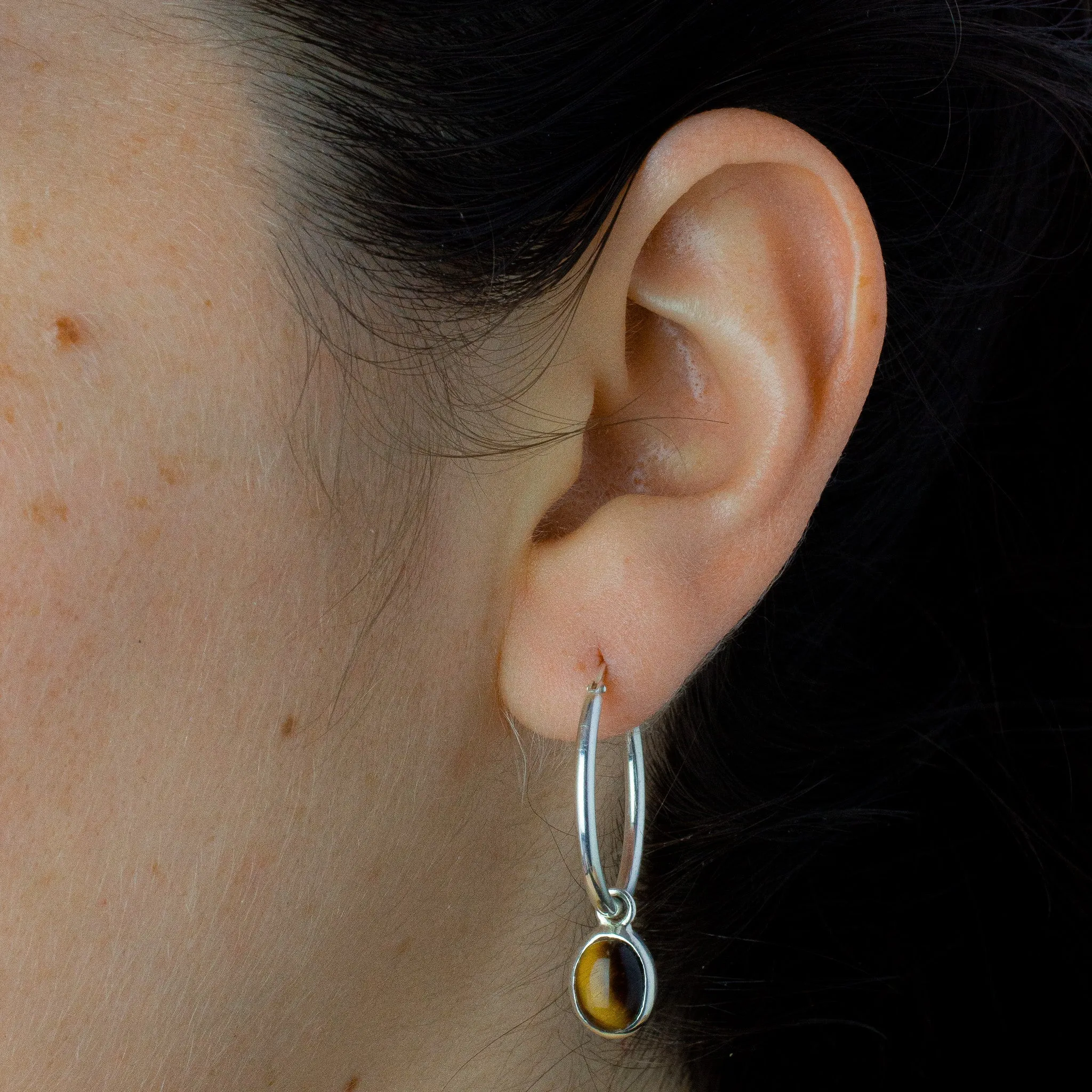 Tiger Eye Hoop Charms