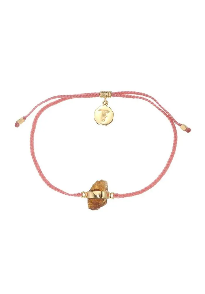 Tiger Frame Citrine Crystal Gold Bracelet- Salmon