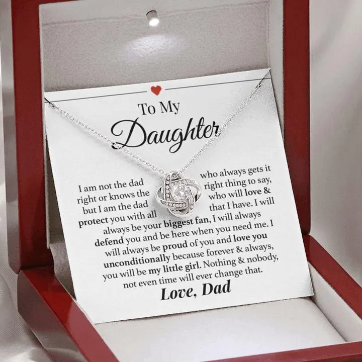 To My Daughter Necklace, Dad Love Knot Necklace,  I Will Always Be Your Biggest Fan Love