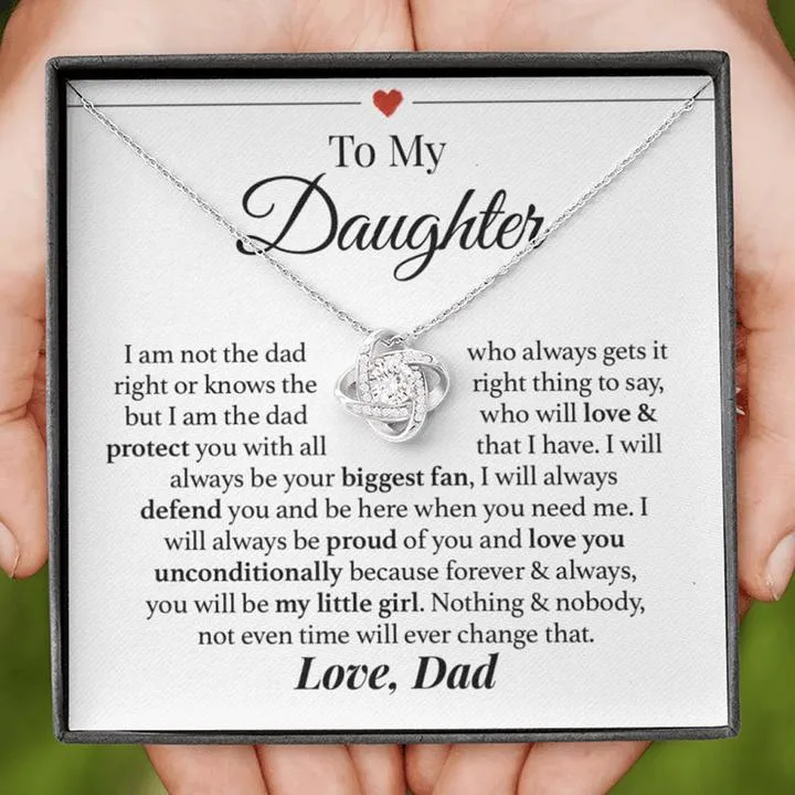 To My Daughter Necklace, Dad Love Knot Necklace,  I Will Always Be Your Biggest Fan Love