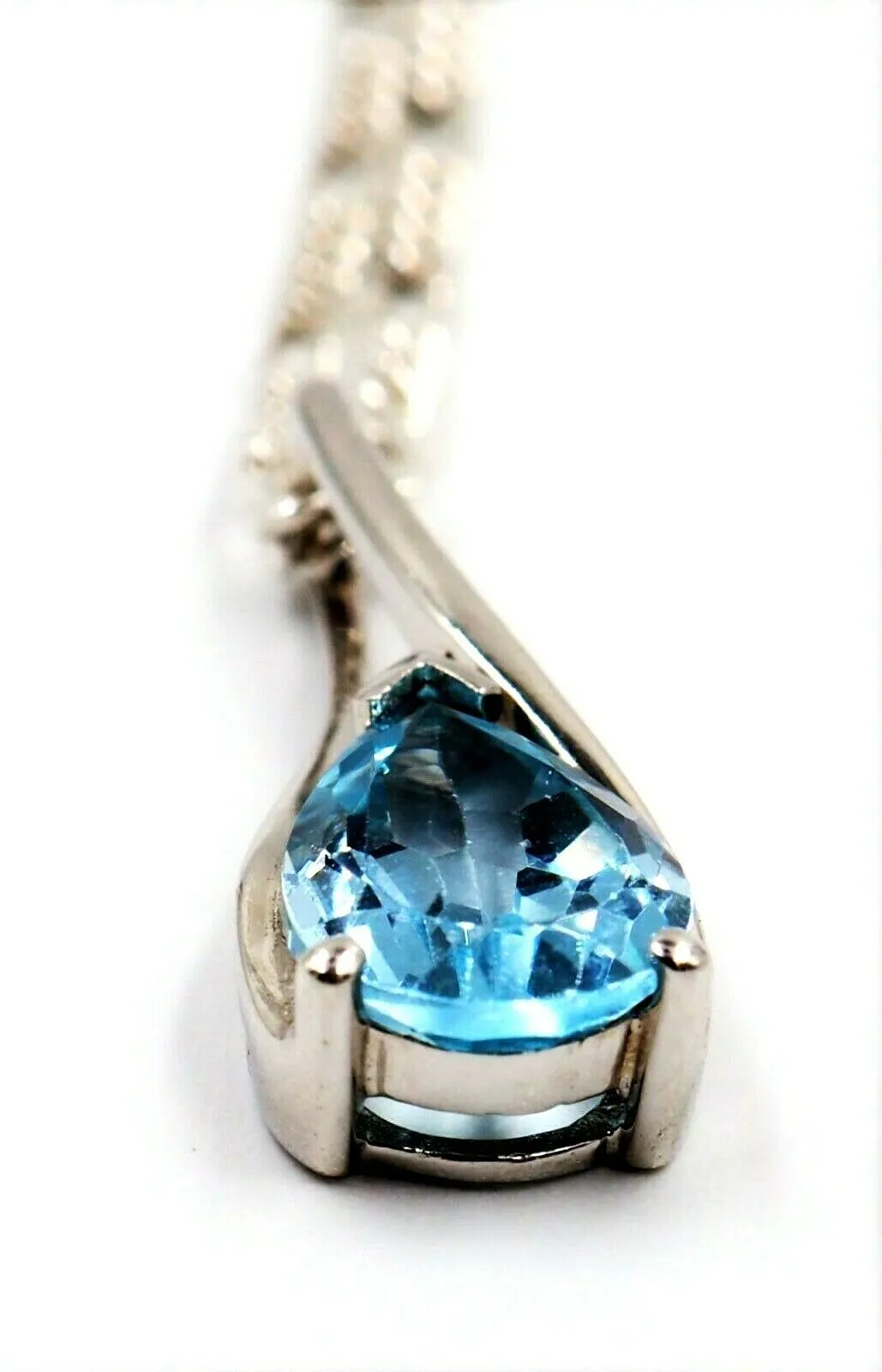 Topaz & 925 Sterling Silver Pendant with Silver Figaro Chain Necklace