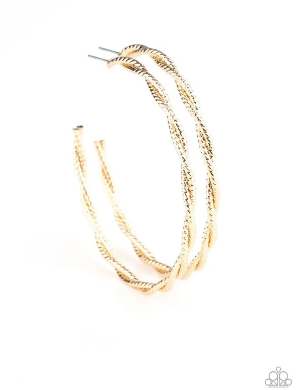 Totally Throttled Gold Hoop Earrings - Paparazzi Accessories