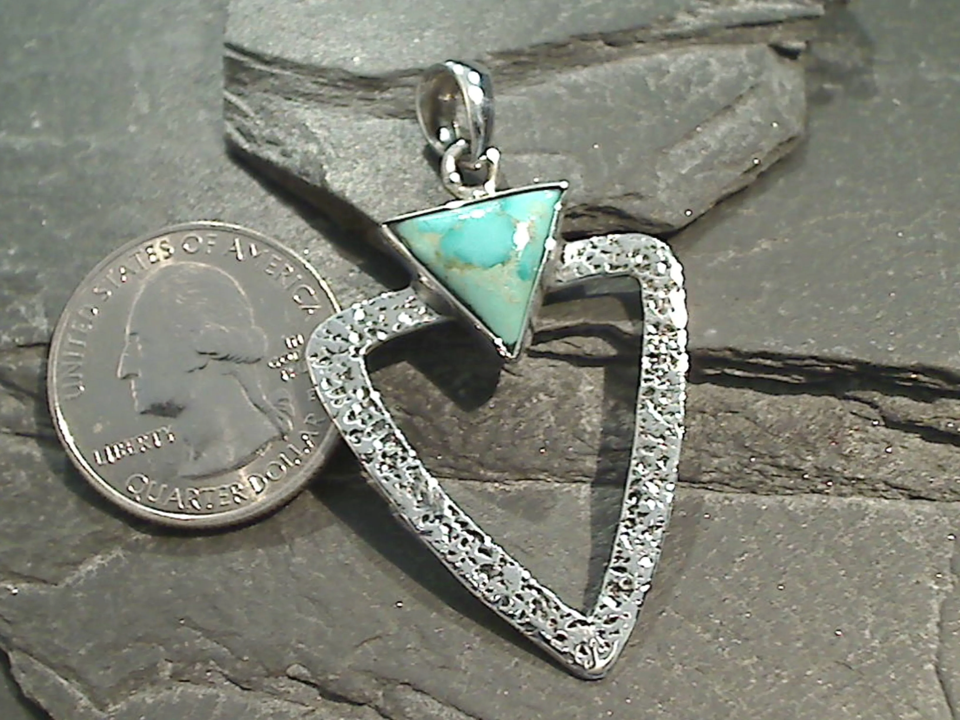 Turquoise, Sterling Silver Large Pendant