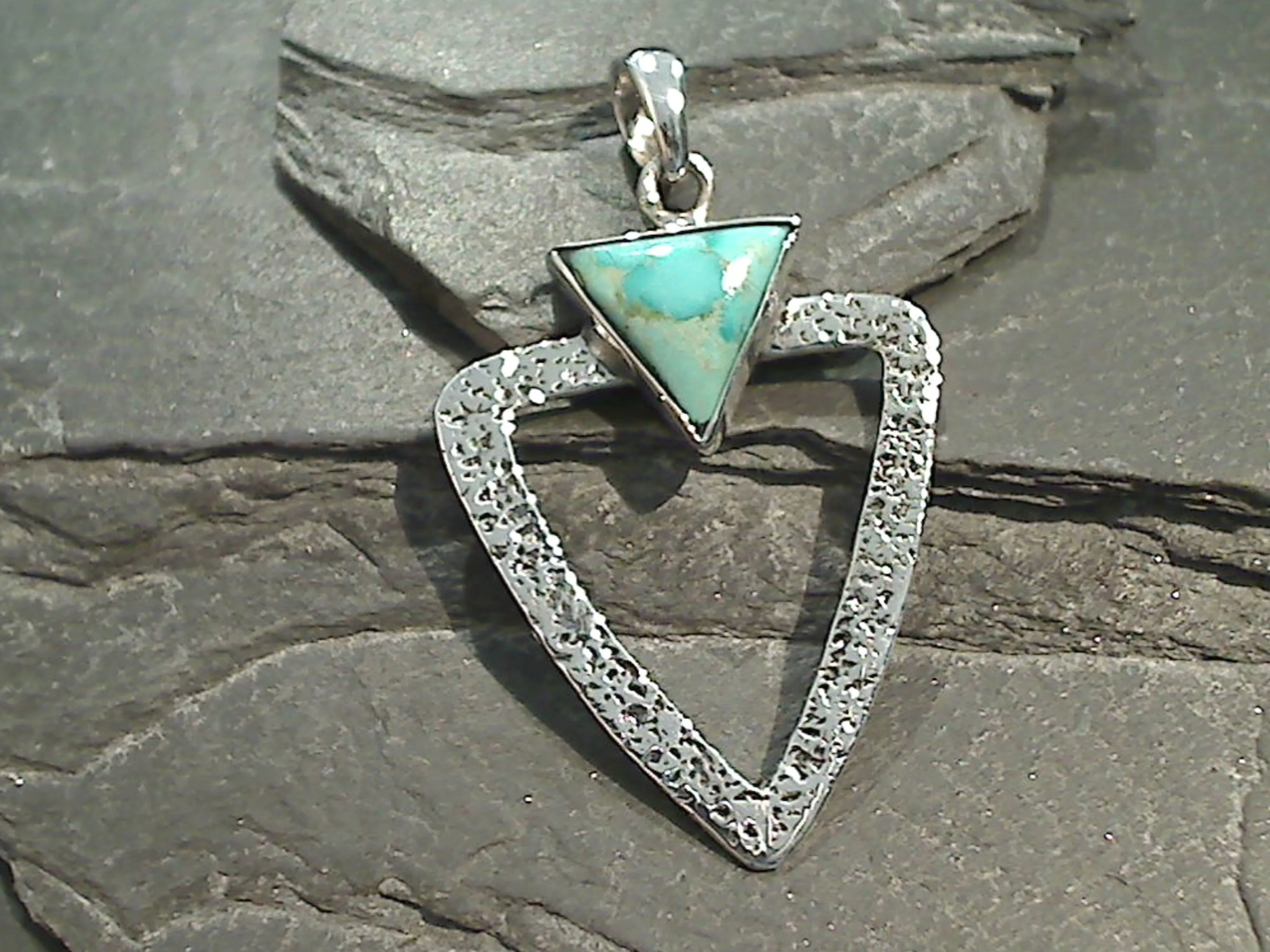 Turquoise, Sterling Silver Large Pendant