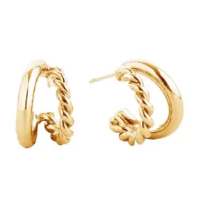 Twist & Solid Double Hoop Earrings