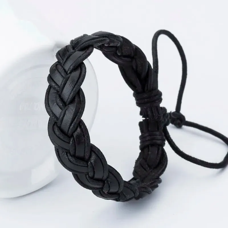 TYO Wholesale Bracelets New Fashion Charm Leather Bangle Men's Bracelets Popular Boys DIY Bandage Strand Handmade Weave Bracelet