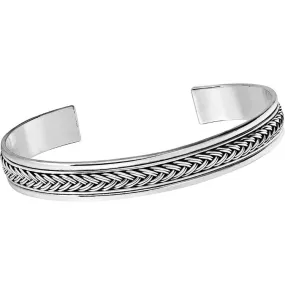 Unisex Silver Bangle Bracelet Braided Details 925 Sterling Silver, 10mm