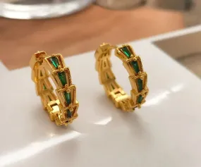 VAIGE Enchanting Emerald Green Glass Hoop Earrings - Elegant Ear Accessories