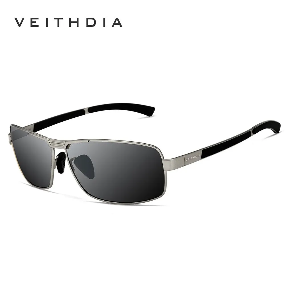 Veithdia Men's Full Rim Rectangle Stainless Steel Polarized Sunglasses 2711