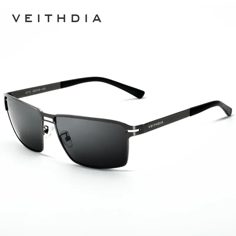 Veithdia Men's Full Rim Rectangle Stainless Steel Polarized Sunglasses 2711