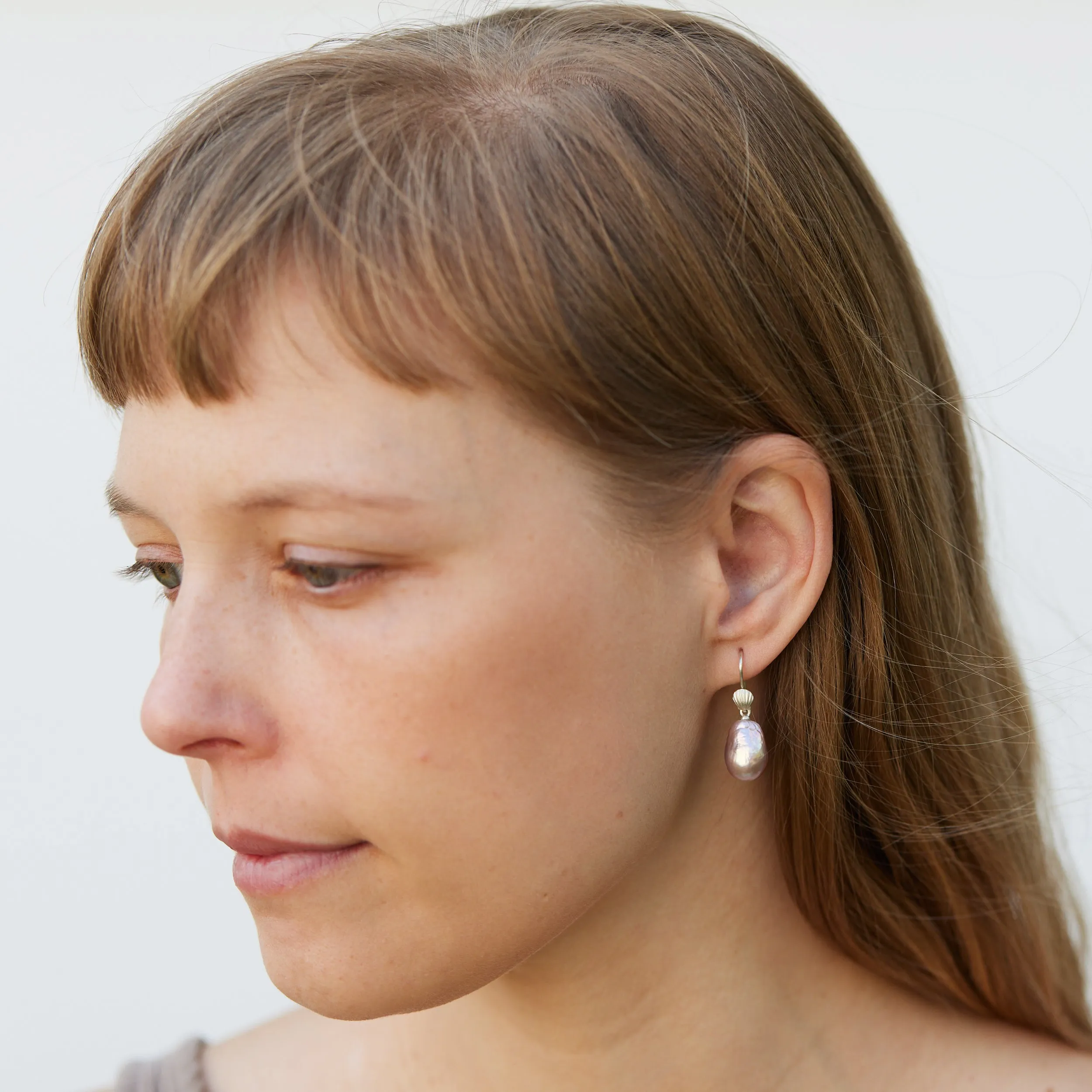 Venus & the Graces Pearl Scallop Shell Ruthie B. Earrings