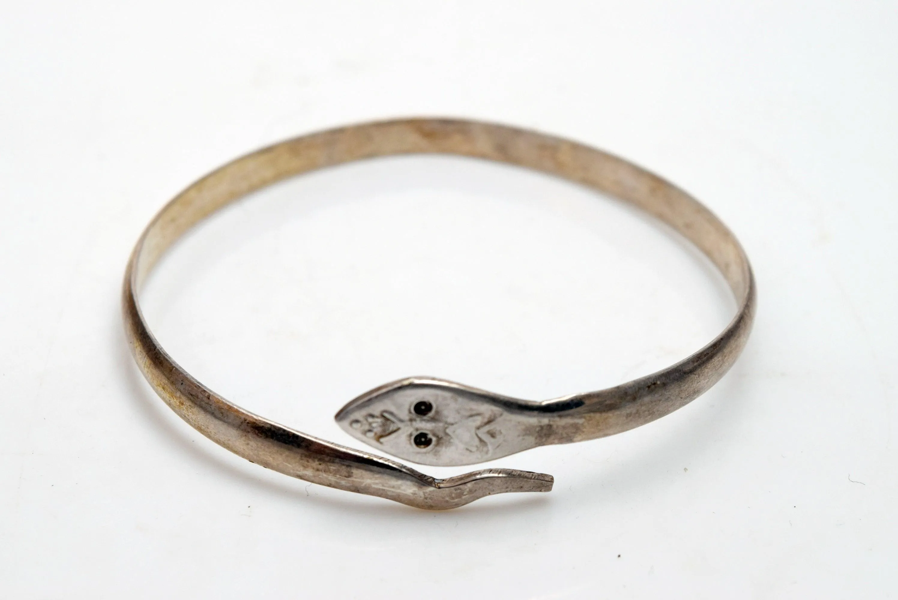 Vintage 800 Silver Egyptian Snake Bracelet