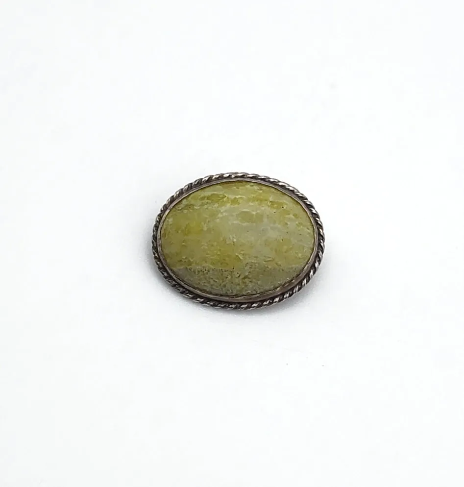 Vintage English Serpentine Sterling Silver Brooch