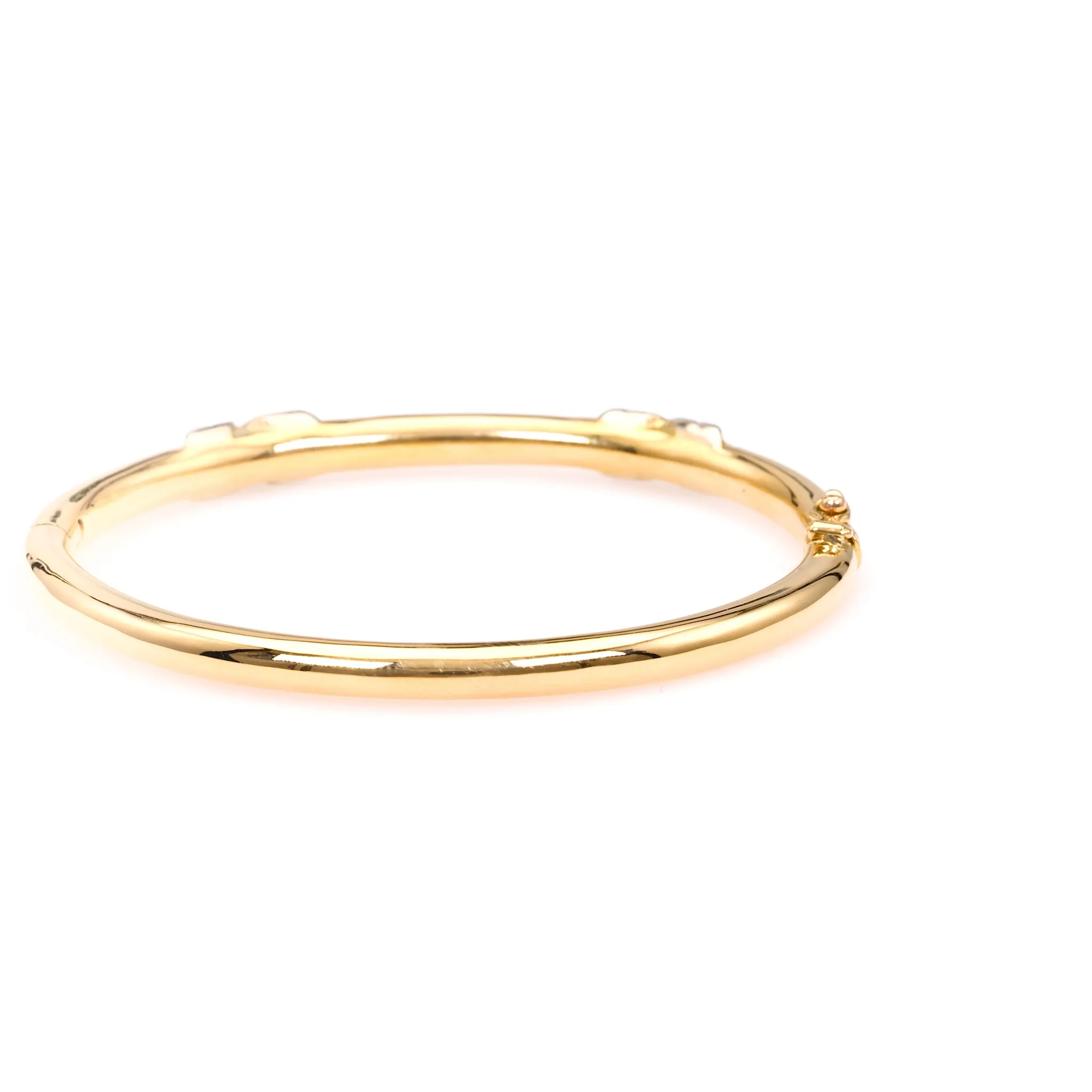 Vintage French Diamond 18k Yellow Gold Platinum Bangle