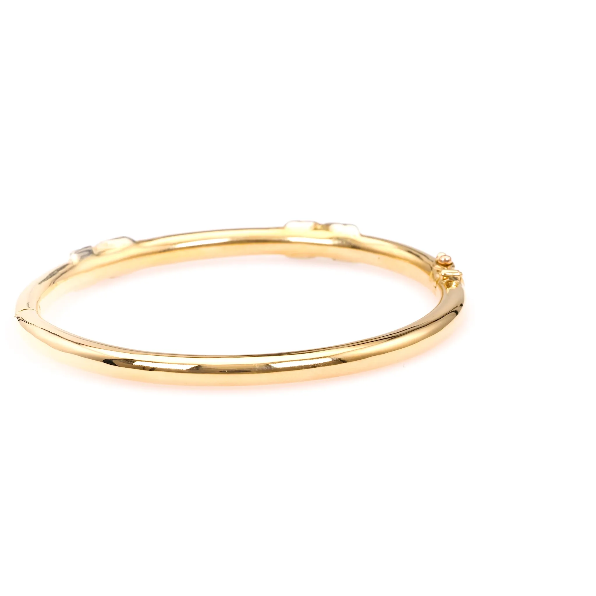 Vintage French Diamond 18k Yellow Gold Platinum Bangle