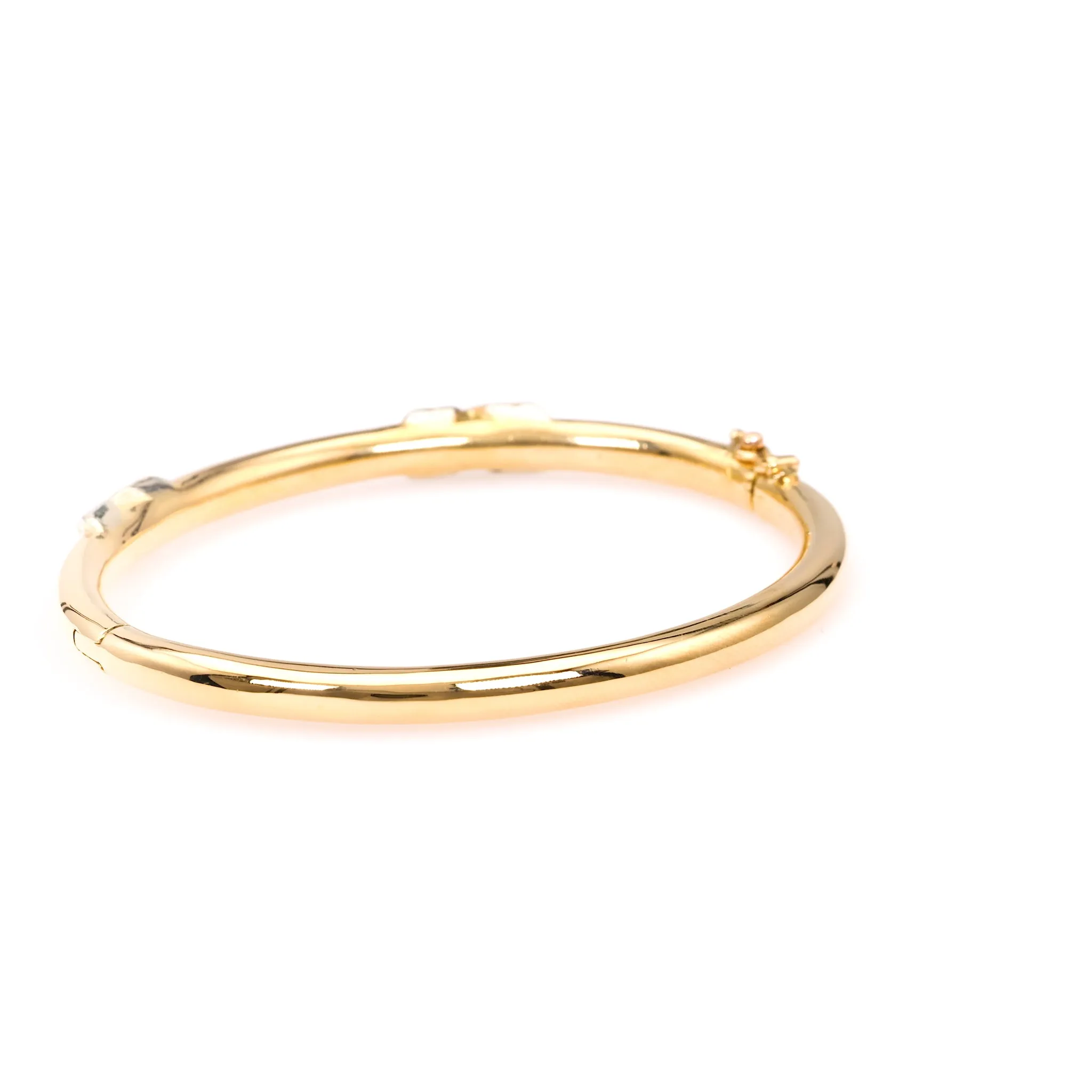 Vintage French Diamond 18k Yellow Gold Platinum Bangle