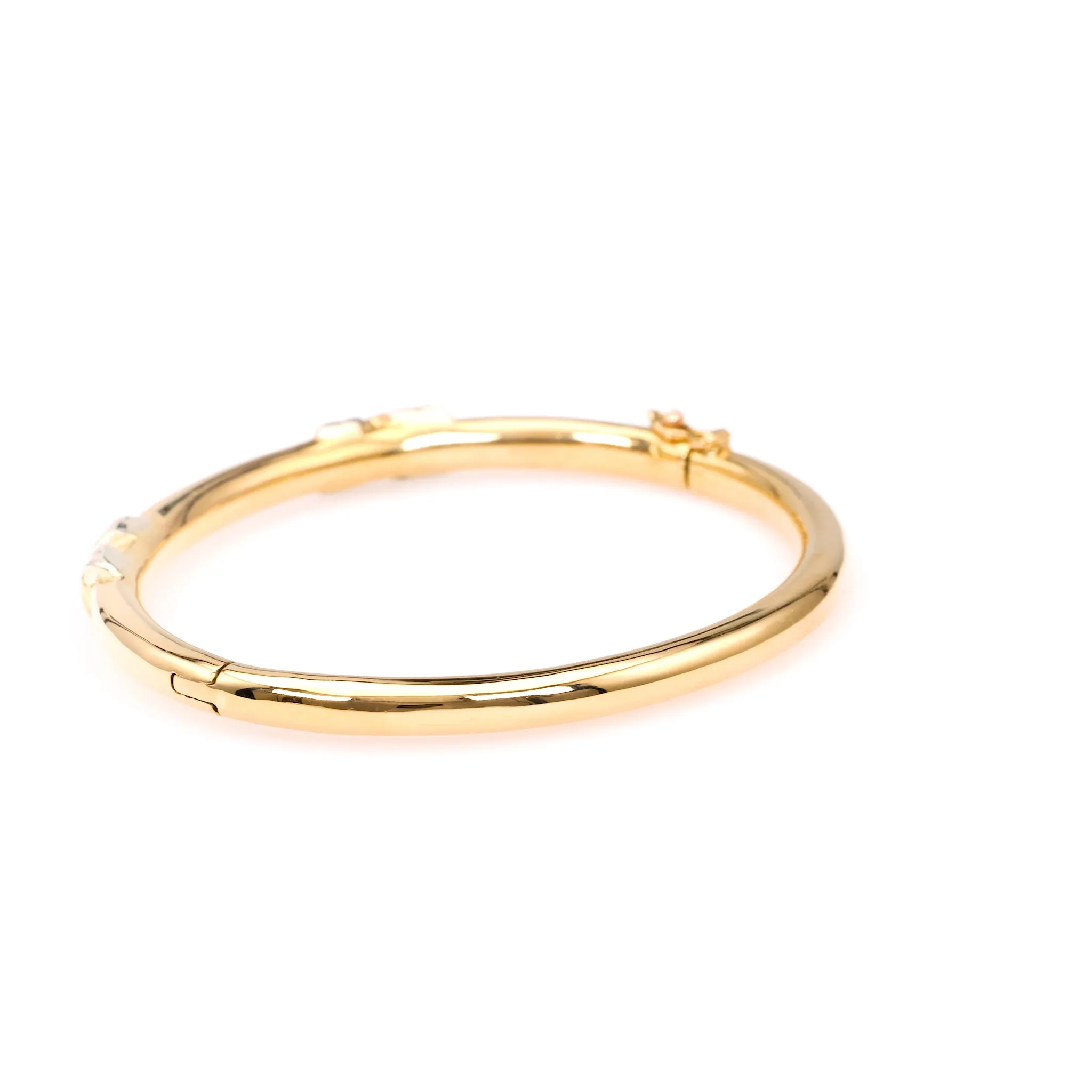 Vintage French Diamond 18k Yellow Gold Platinum Bangle