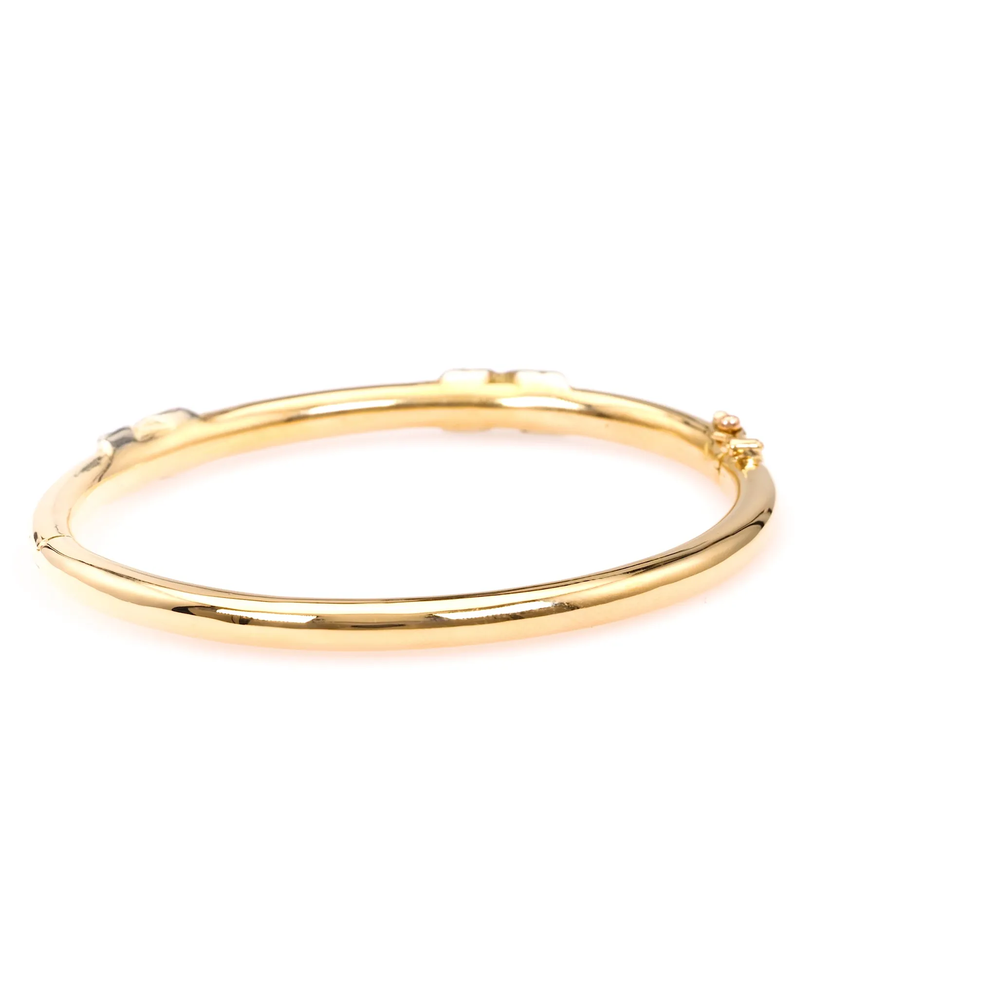 Vintage French Diamond 18k Yellow Gold Platinum Bangle