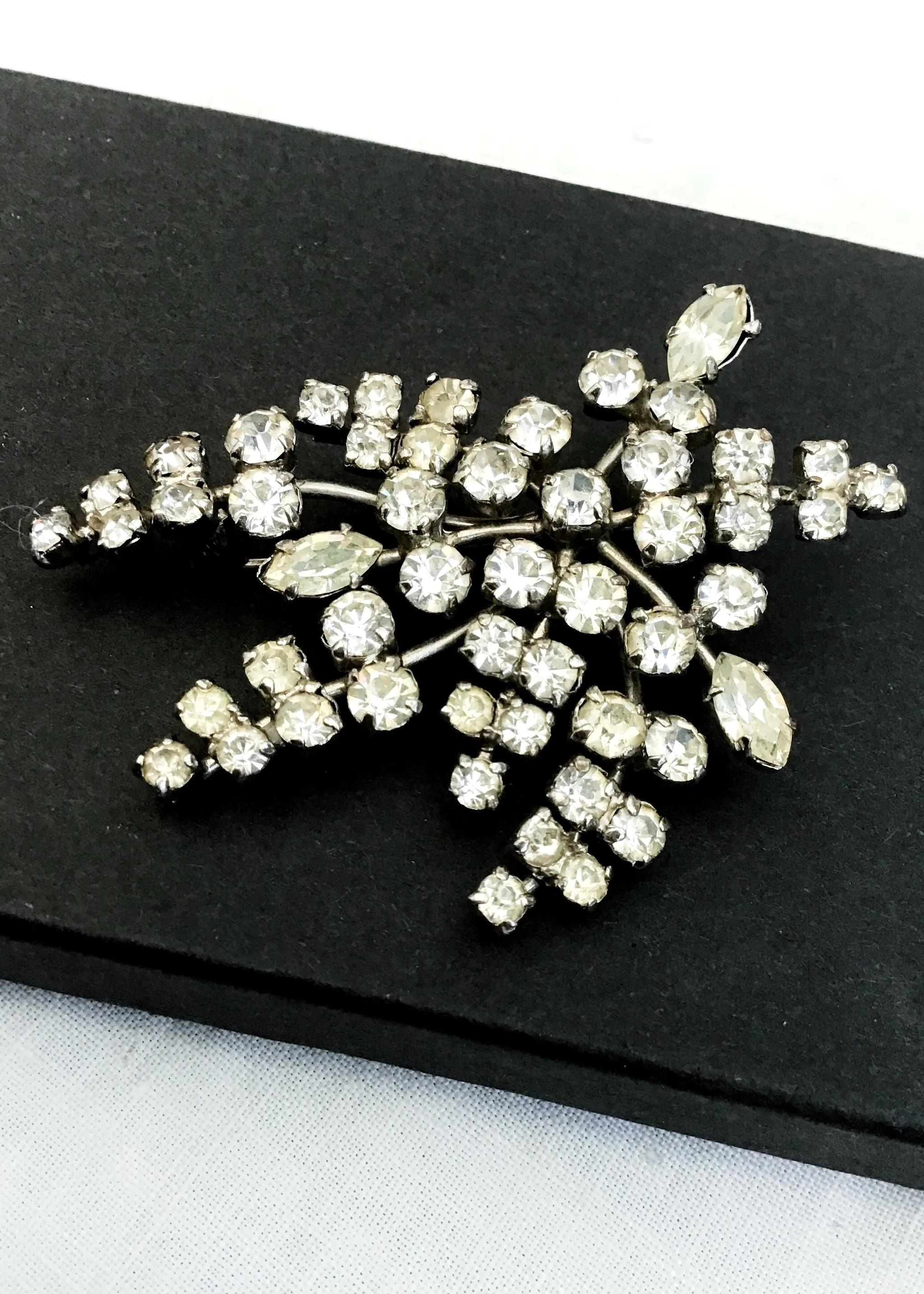 Vintage Rhinestone Leaf Brooch