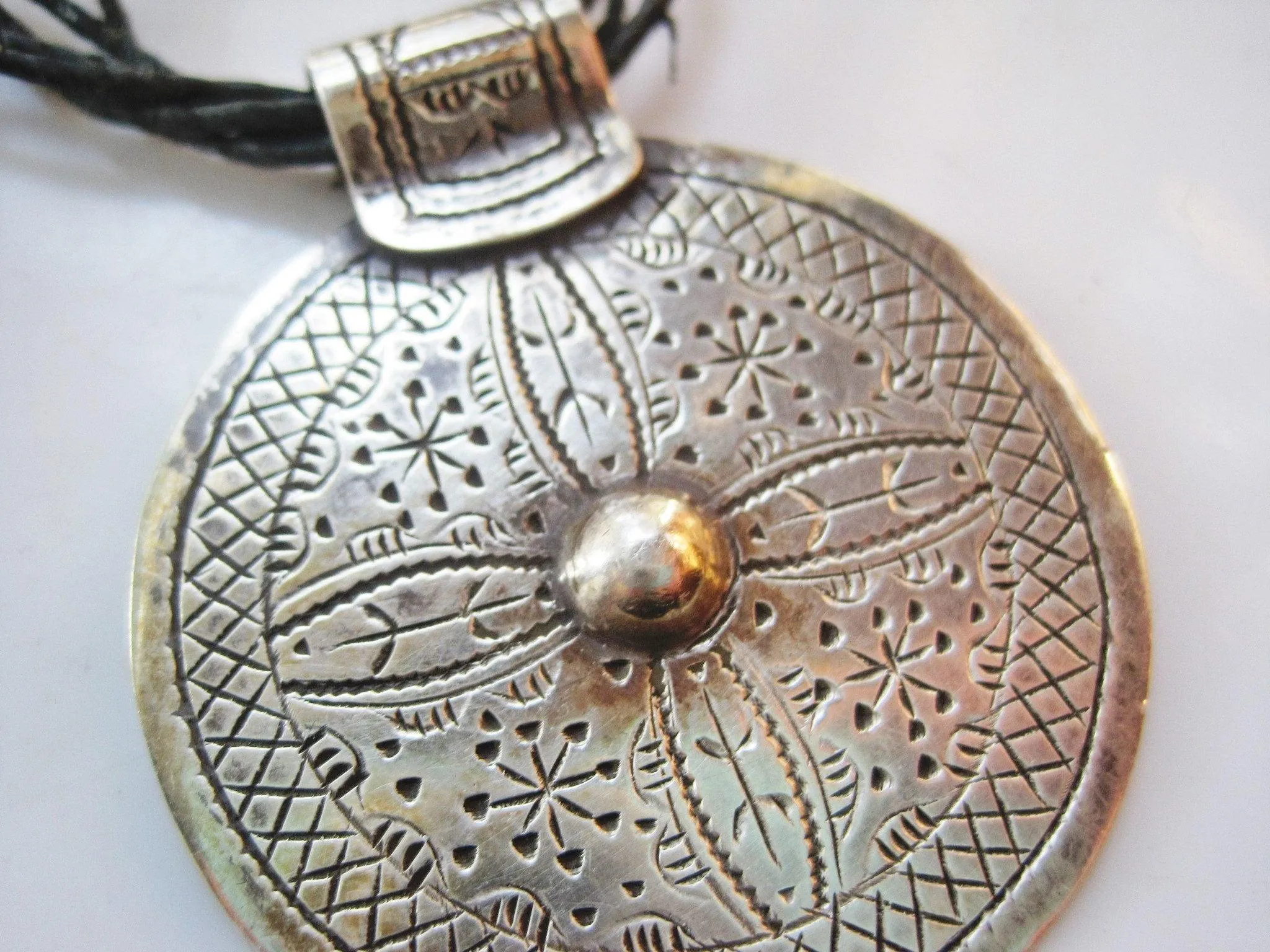 Vintage Silver Round Siwa Pendant from Egypt