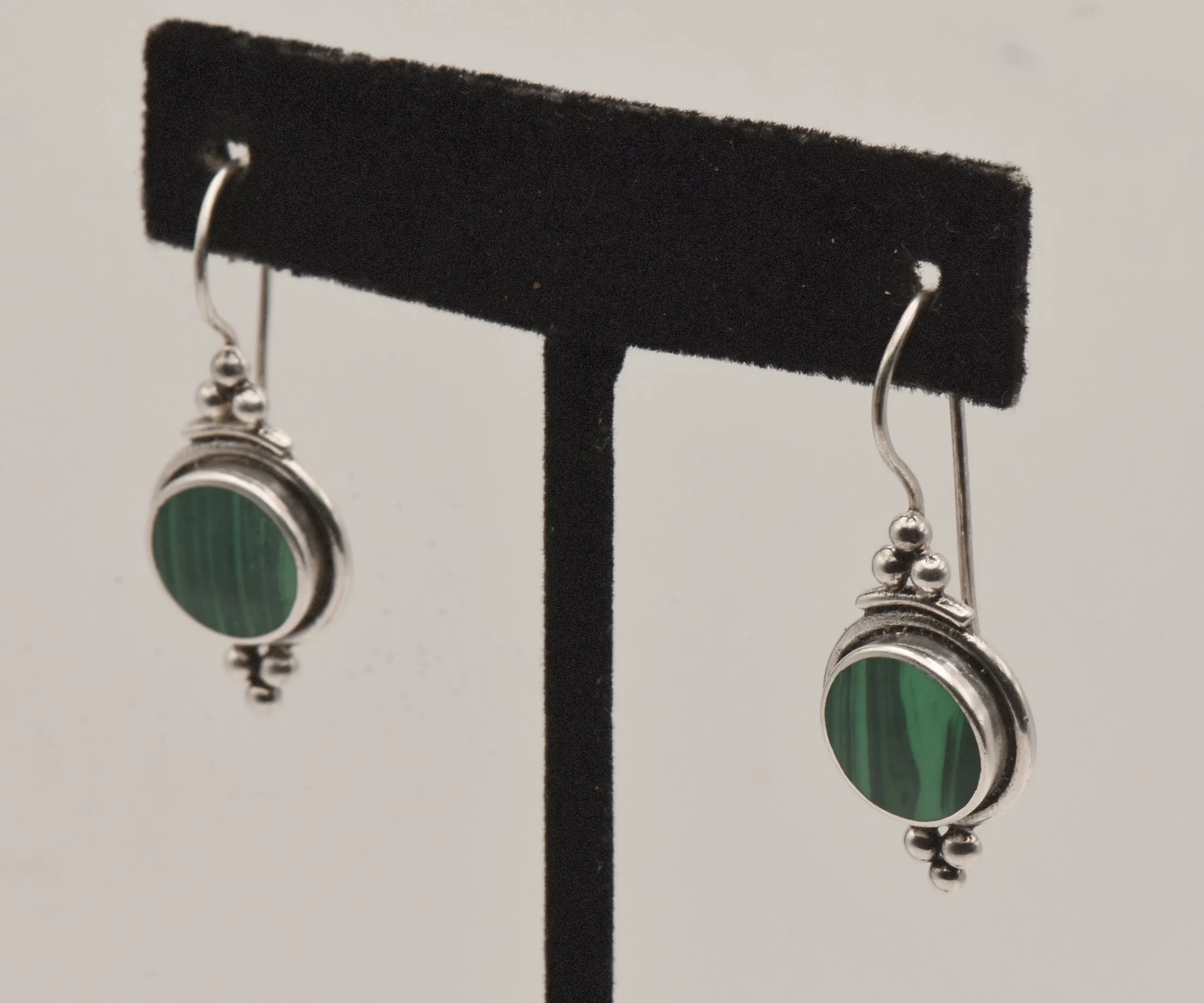 VIntage Sterling Silver Malachite Earrings