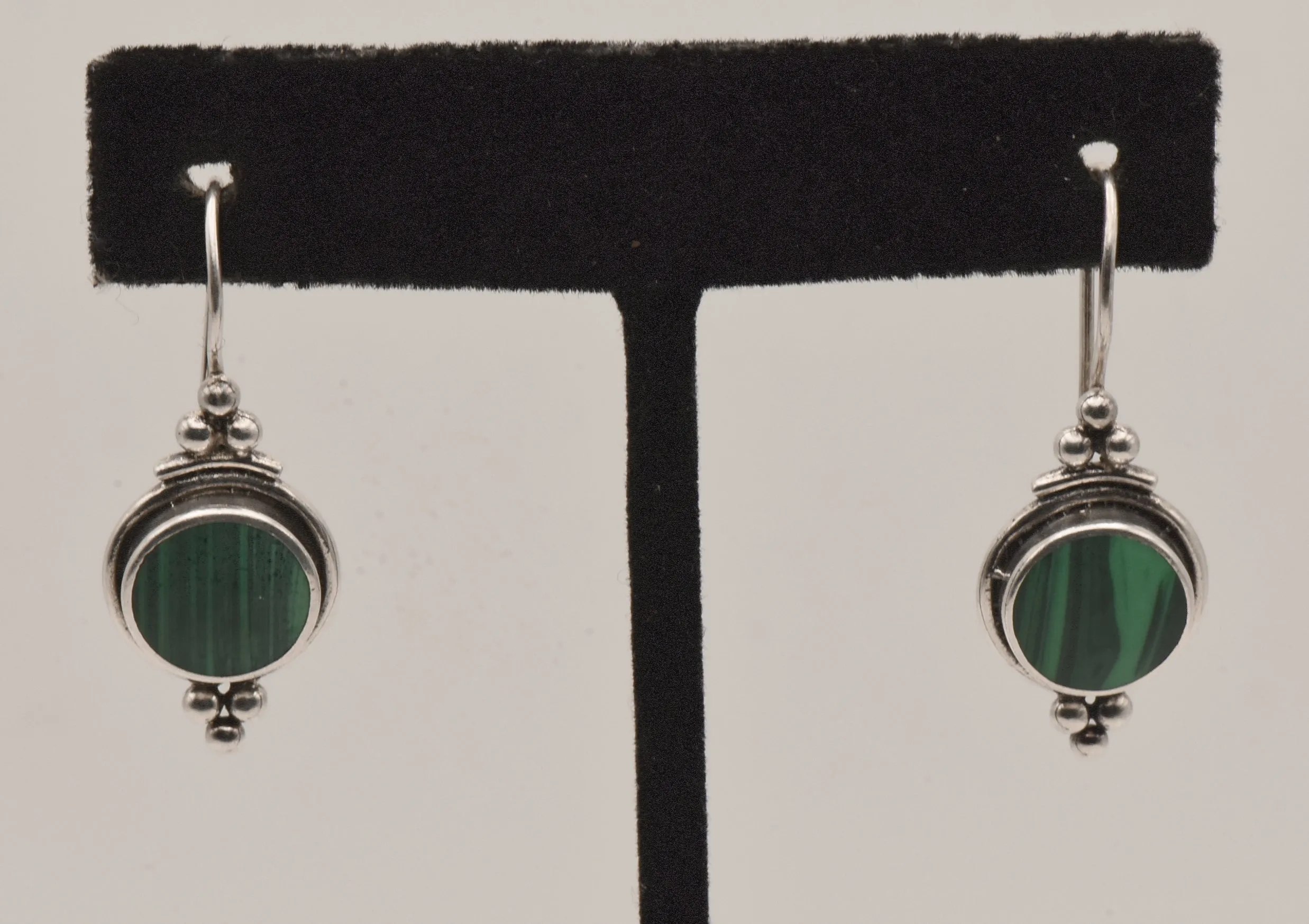 VIntage Sterling Silver Malachite Earrings