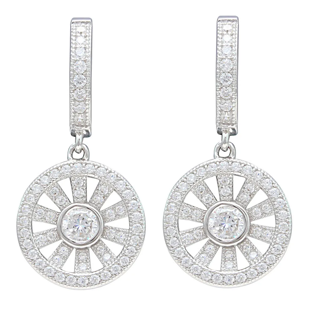 Vogue Solitaire Wheel CZ Earrings IJ15CSSER036