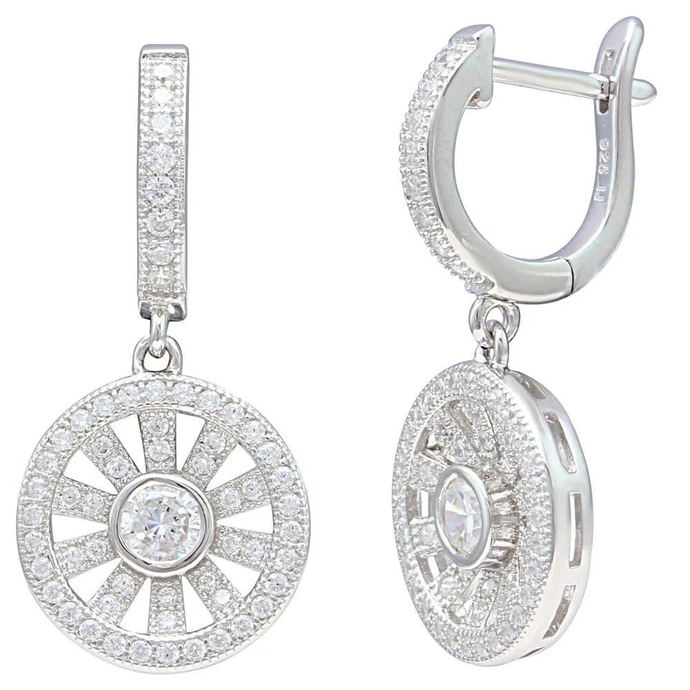 Vogue Solitaire Wheel CZ Earrings IJ15CSSER036