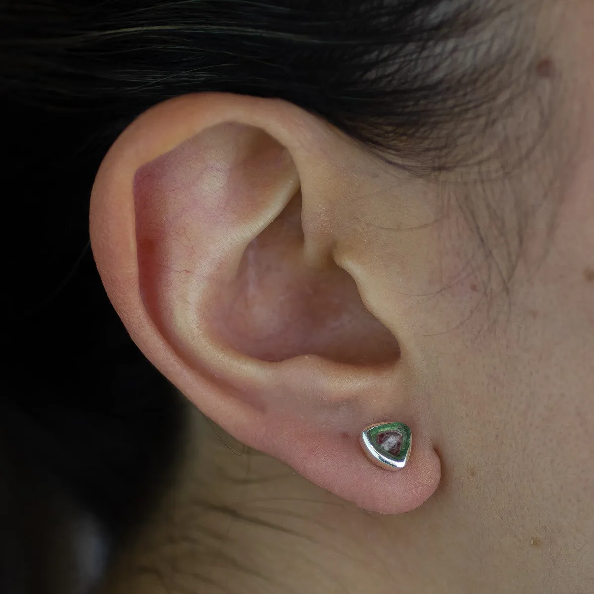 Watermelon Tourmaline Stud Earrings