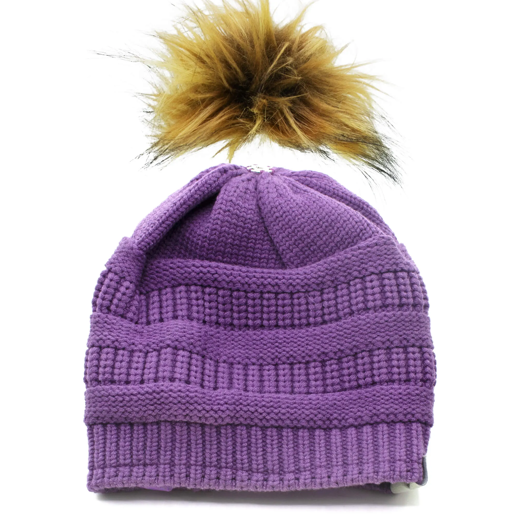 Winter Hat | Satin Lined | Detachable Pom Pom | Ultra Violet Beanie