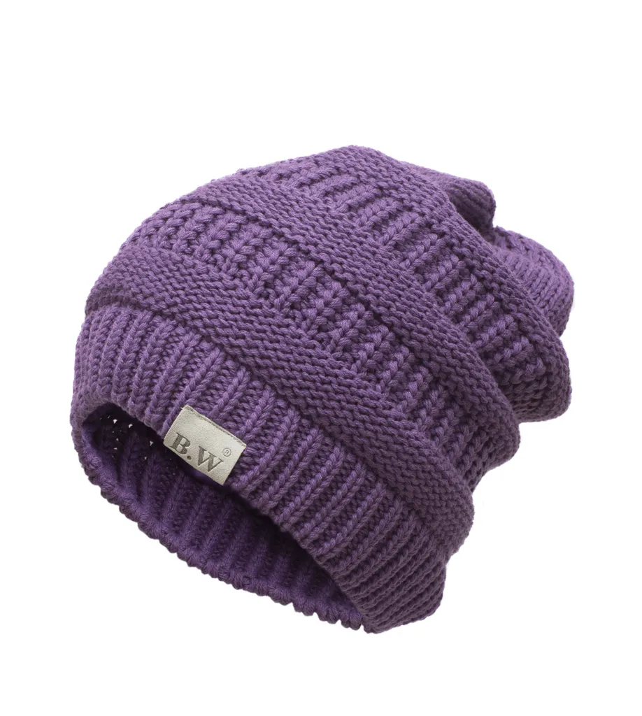 Winter Hat | Satin Lined | Detachable Pom Pom | Ultra Violet Beanie