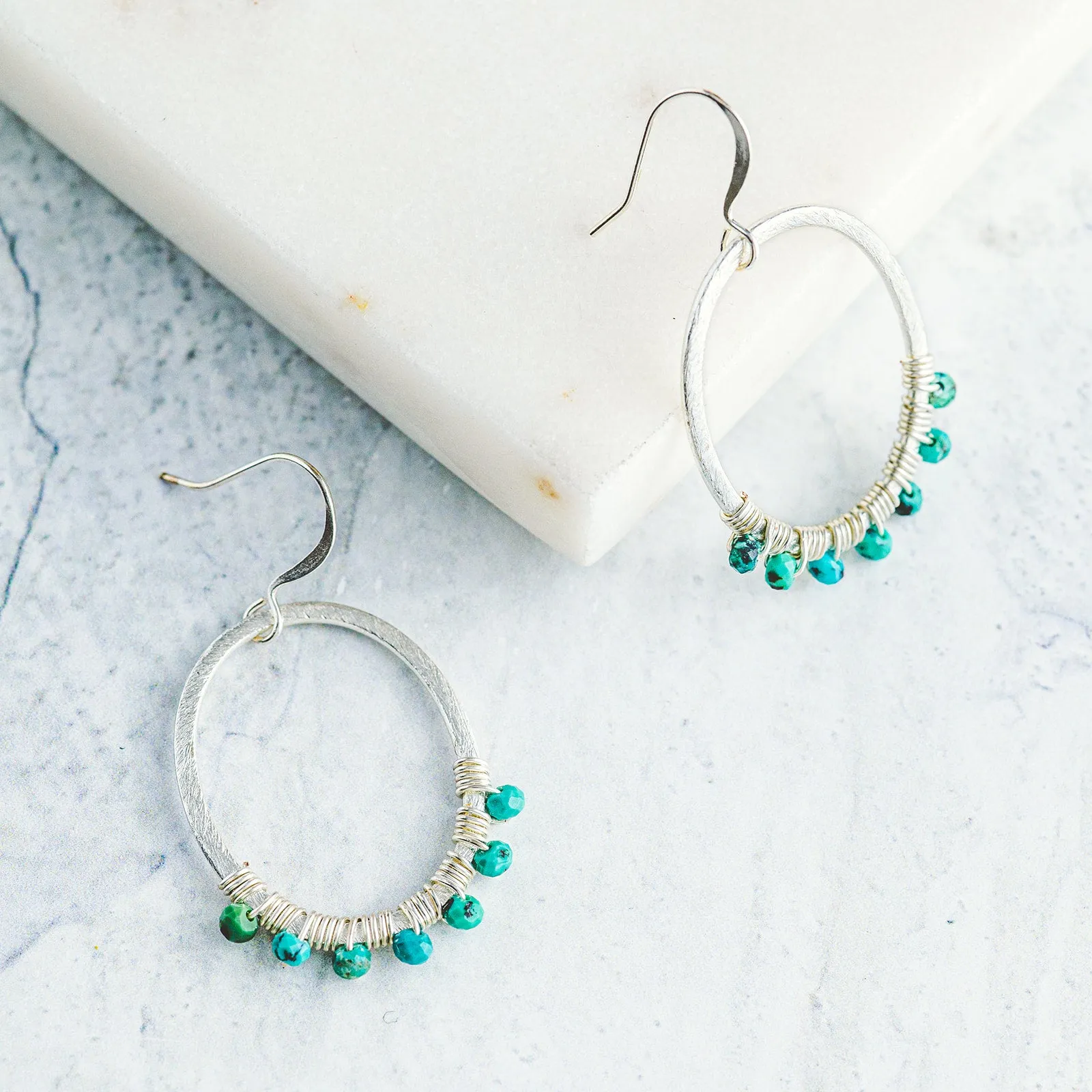 Wire Wrapped Crystal Hoop Earrings - Oval