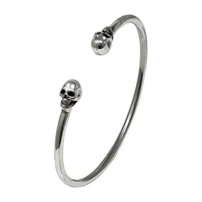 Women's 925 Sterling Silver Skull Bangle | Unique Silver Bracelet