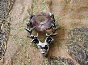 Wonderful Vintage ROYAL STAG BROOCH,Sterling Silver Brooch,Scottish Stag,Amethyst Stone,Vintage Scottish Brooch, Pin, Collectible Scottish Jewelry