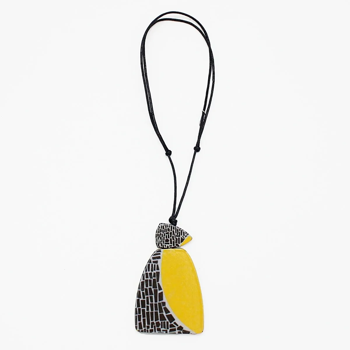 Yellow Geometric Decoupage Oakley Pendant