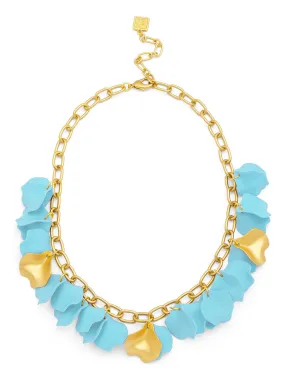 Zenzii Matte & Metal Petal Necklace - Light Blue